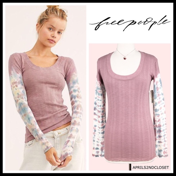 FREE PEOPLE BOHO TOP LONG SLEEVES RIB KNIT TEE A2C - Picture 16 of 16